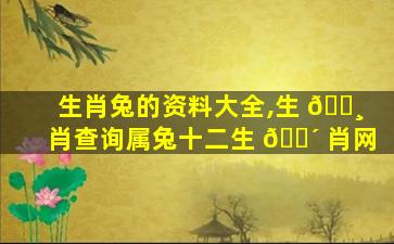 生肖兔的资料大全,生 🌸 肖查询属兔十二生 🌴 肖网